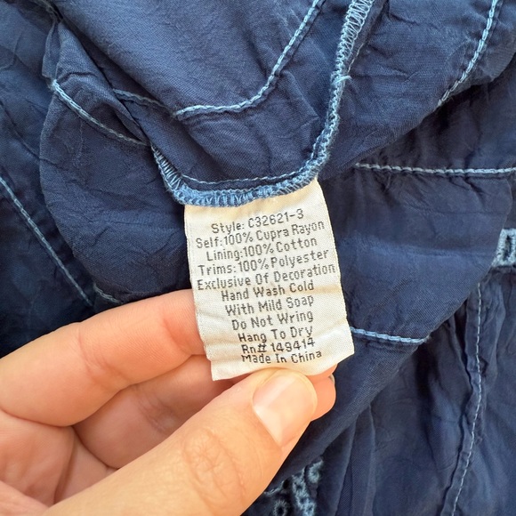 Johnny Was Navy Embroidered Midi Dress - Picture 7 of 7